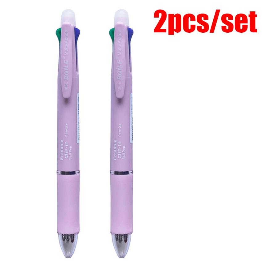 Creative 5 in-1 Multicolor Erasable Gel Pens 2Pcs Automatic Pencil With Eraser For School Office Writing Supplies Stationery