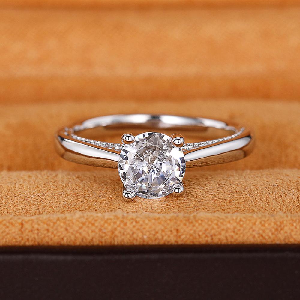 Huitan AA Round Cubic Zirconia Rings Luxury Eternity Wedding Band Accessory Color High-quality Classic Jewelry for Women