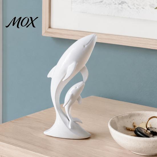Minimalist Whale Statue for Desktop 3D Printed Ornaments, Mother And Child Figurines, Nordic Style Table Decor Modern Double Sculpture Home