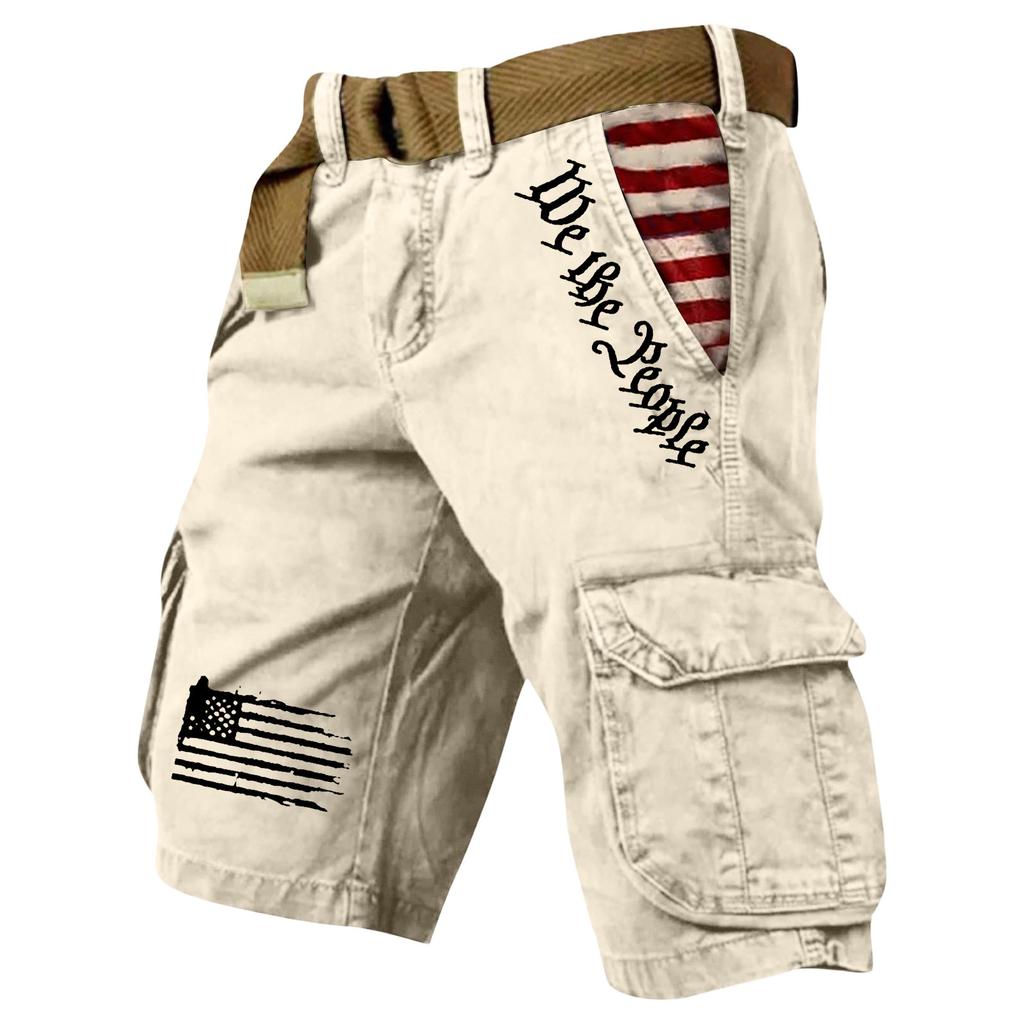 Men's Summer Printed Outdoor Shorts Men's Loose Multi-Pocket Shorts