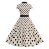 Women's Fashionable Retro Standing Collar Printed Spliced Large Swing Lace Dress