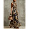 Style européen et américain, robe longue rétro brodée d'or, robe de soirée fine et ajustée pour femmes