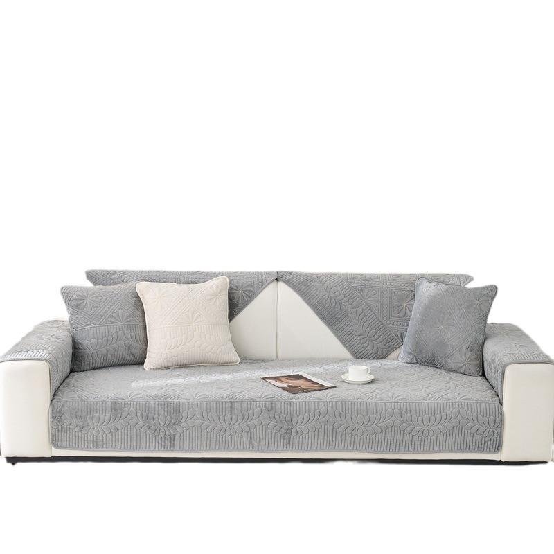 Cream Wind Ins Plush Sofa Cushion Universal Three-Person Sofa Cover Cloth Non-Slip Leather Sofa Cover Autumn And Winter Fabric Mat