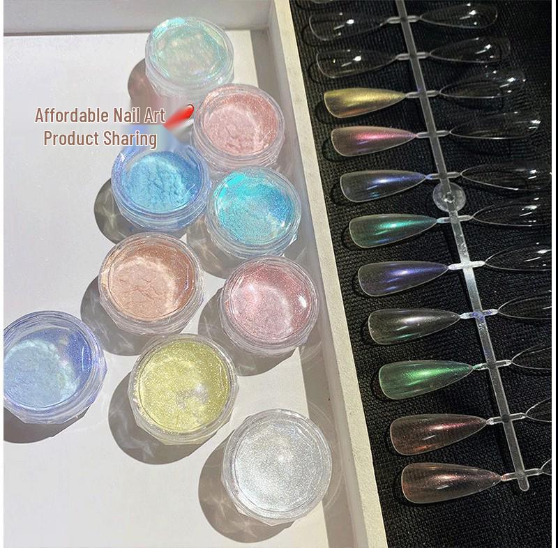 Aurora Nail Art Ice Skin Powder Highlighter Set – 9 Translucent Glitter Colors