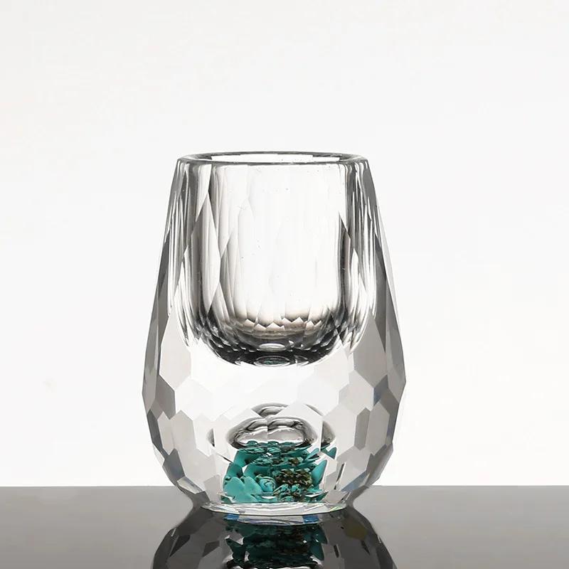 

1/6pc Luxury Crystal Glass Vodka Sake Shochu Glass Bar Liqueur Double Bottom Gold Foil Glass Tea Cup High-end Gifts Hard Liquor