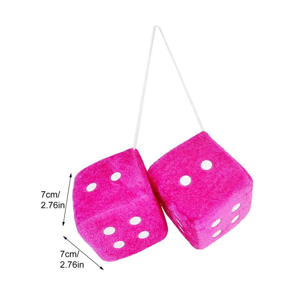 Car Hangable Decoration Fuzzy Dice Auto Rear Mirror Plush Dice Soft Car Charm Interior Ornament Small Decorative for SUV Vehicle