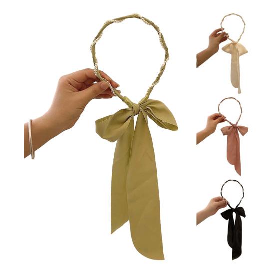 Women Headband Detachable Detachable Ribbon Bow Anti-Slip Thin Edges Hair Hoop Daily Wear Hair