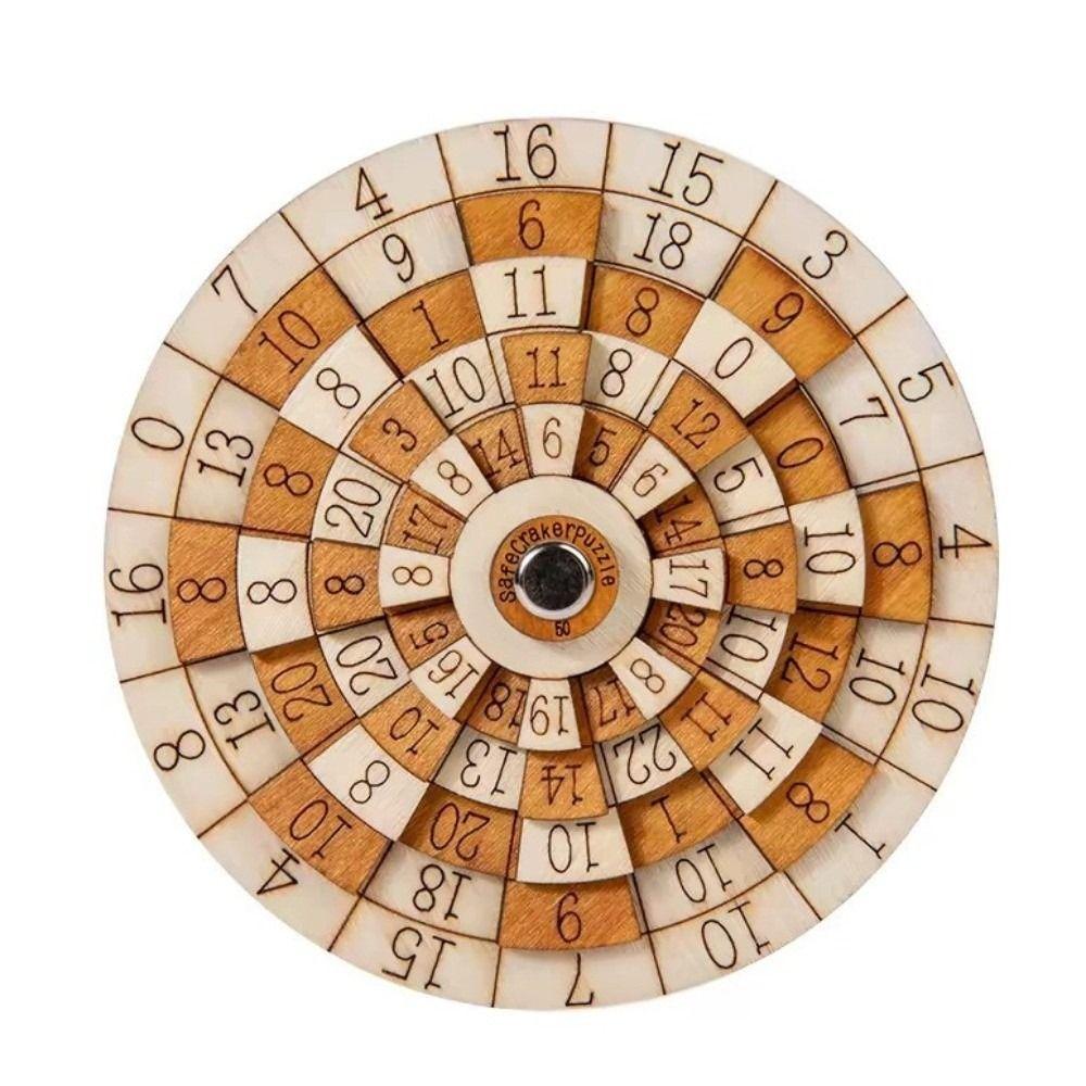 Classic Number Wooden Puzzle Round Turntable Brain Teaser Toy Number Puzzle  Children Learning