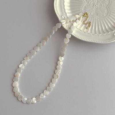1 Stück Mode Vielseitig Exquisite 6Mm Herz Shell Perlen Halskette Für Frauen Mädchen Süße Temperament Einfachheit Schlüsselbein Kette Geschenke
