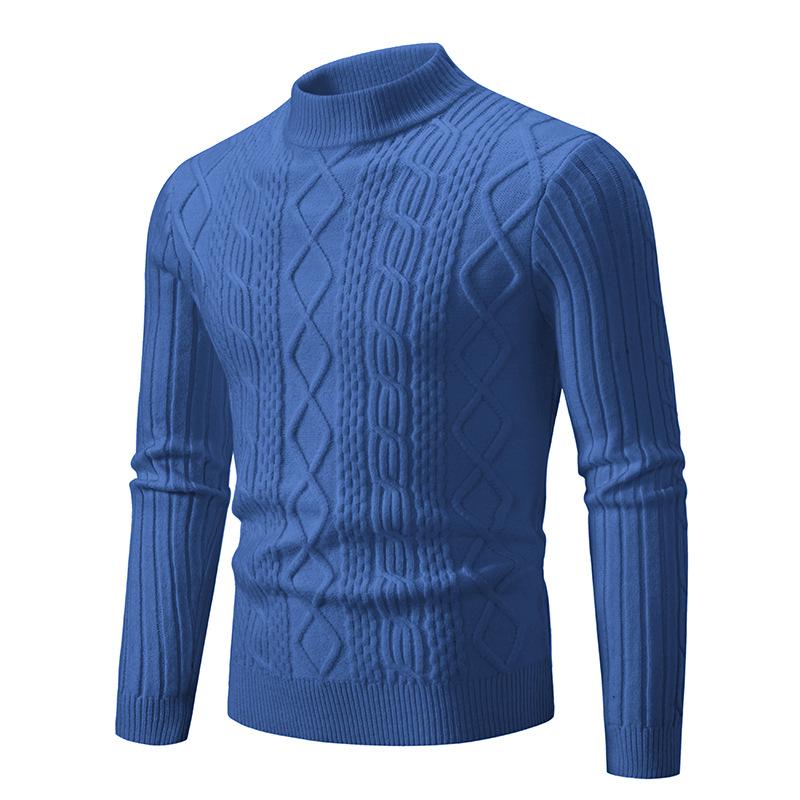 Men s Retro Simple High Collar Sweater, Casual Imitation Lambswool Knit Base Layer Extra Large