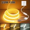 AC 220V COB Streifen mit EIN/AUS-Schalter Weiß 3000K 4000K 6000K IP65 Wasserdicht Heimdeko Flexibles Band LED Neonlicht 1M-35M
