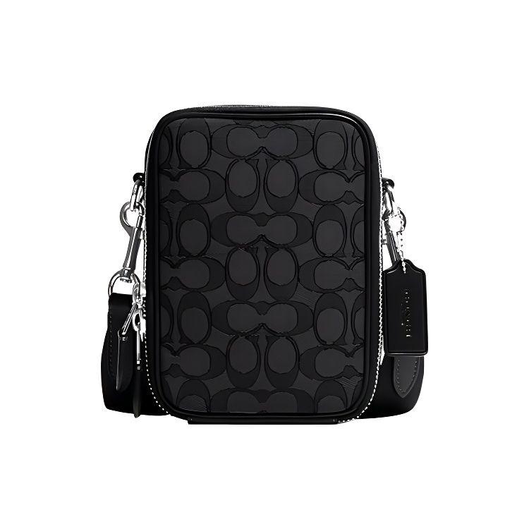 

Coach Stanton 12 Classic Logo Fabric With Leather Mini Shoulder Crossbody Bag Men bags Black CH097-SVO1U Basic Set (Bag+Dust Bag)