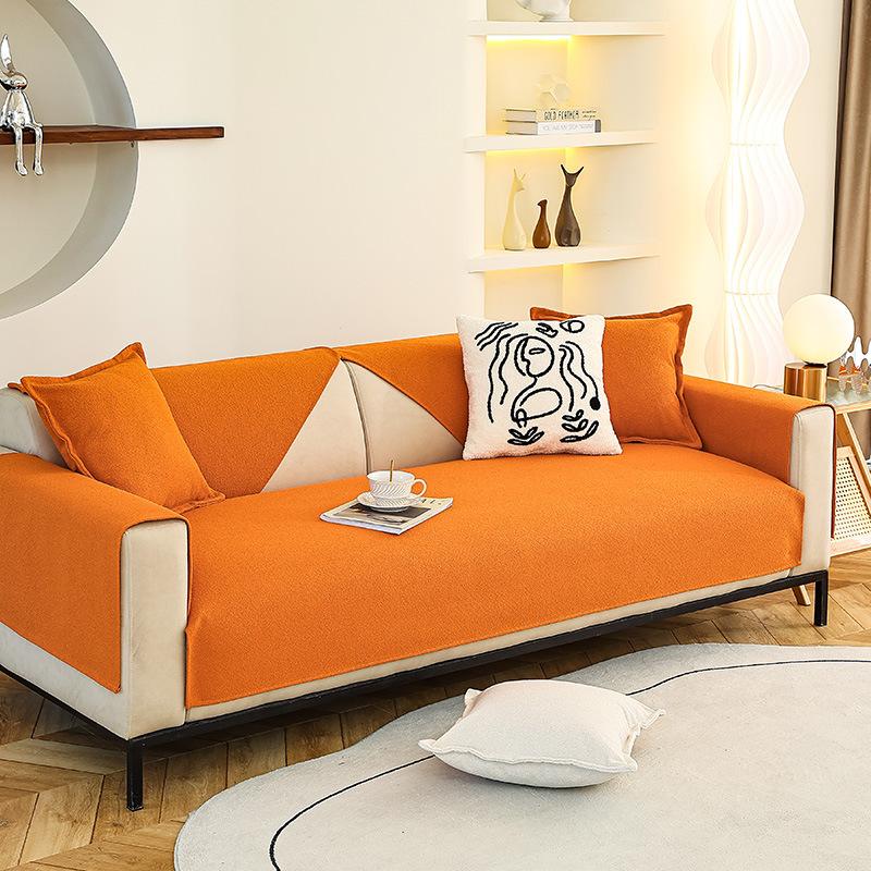 Solid Color Chenille Sofa Cushion Four Seasons General Non-slip Cushion Simple Fashion Cover Towel.