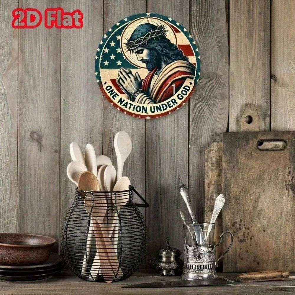 Metal Wall Sign Jesus Religious Patriotic Aluminum Poster for Home Outdoor