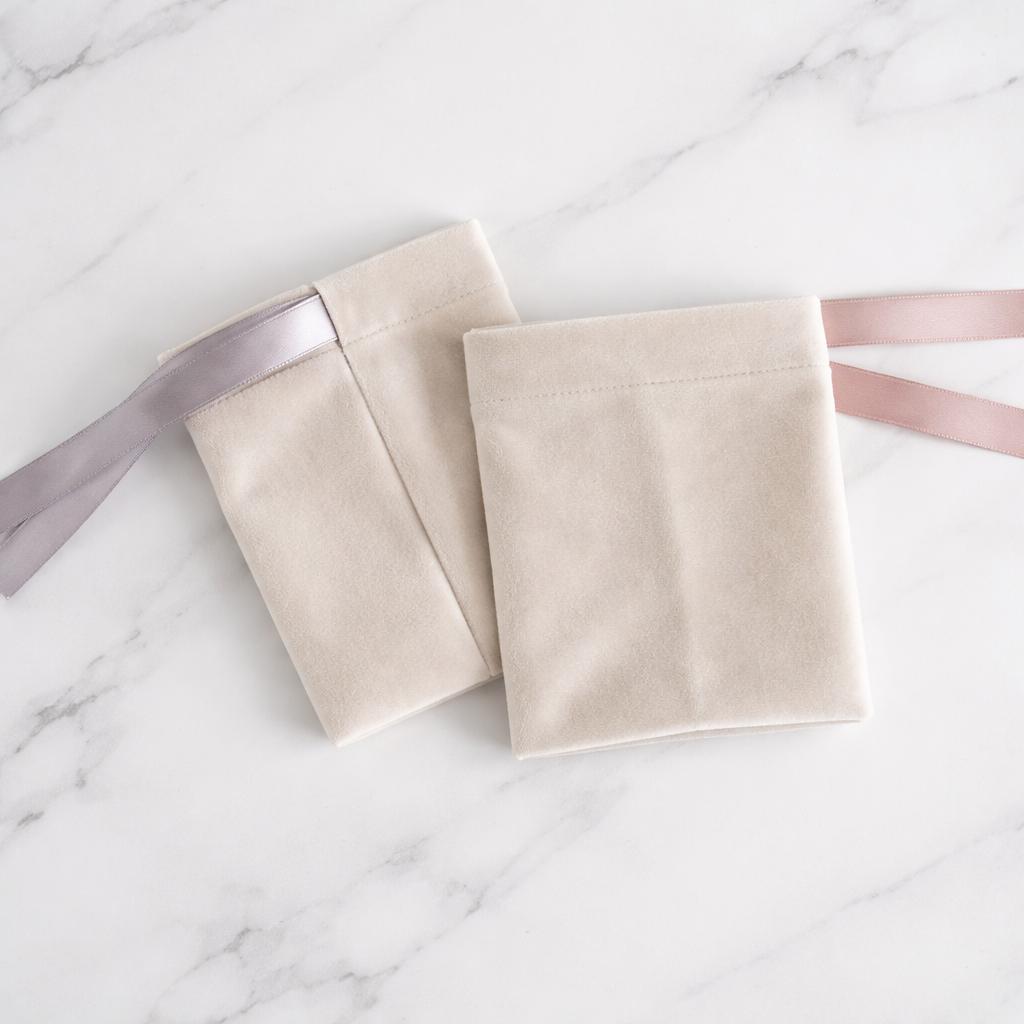 5pcs/Lot Bulk Beige Velvet Pouches Ribbon Jewelry Packing Display Storage For Wedding Candy Gift Travel Drawstring Dust Bags