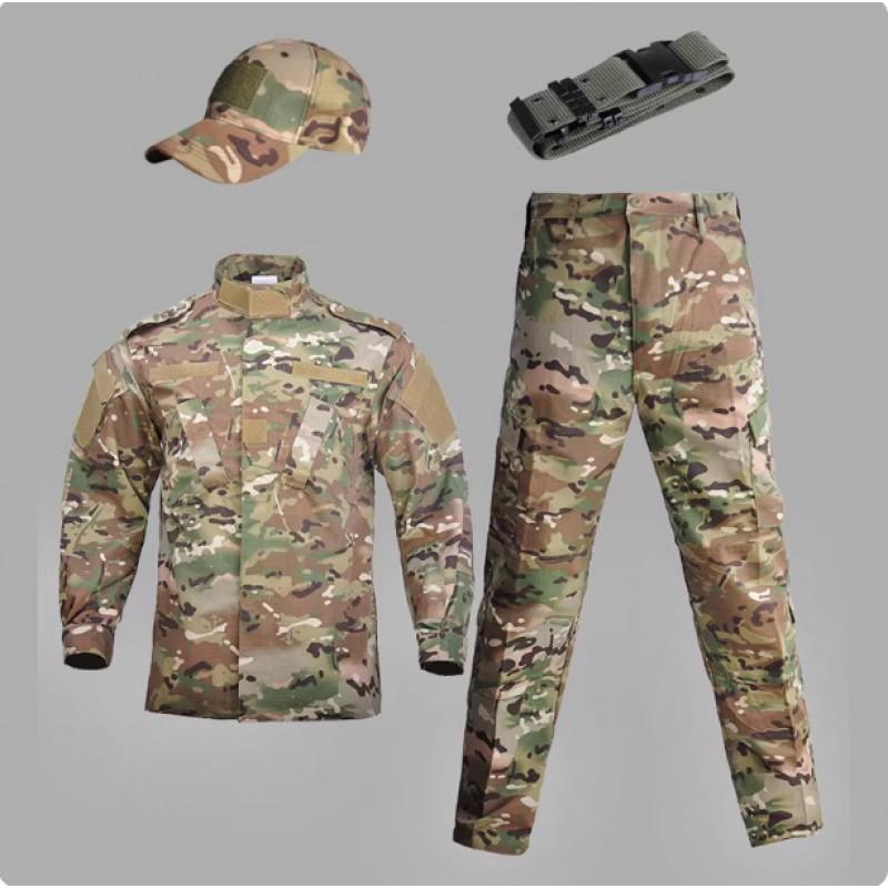 Mens Tactical Outdoor Training Suit Long Sleeve Camo Combat Uniform Windproof Breathable