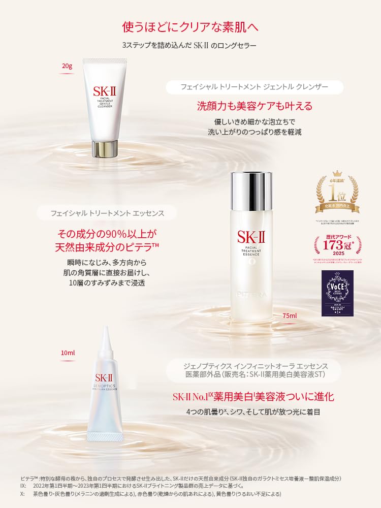 Skincare Set Infinite Aura Whitening Gift Box Included SK-II Pitera™ Kit Toner, Cleanser, Serum,