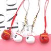 Japanese Painted Maneki-neko Water Chime Bell - Smiling Lucky Cat Phone Charm