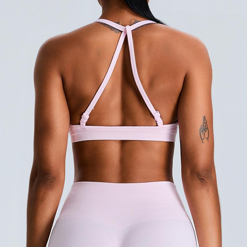 New Chest Pleated Sexy Yoga Bra For Women, Seamless Back Sports Bra, Quick Drying Running And Fitness Suit