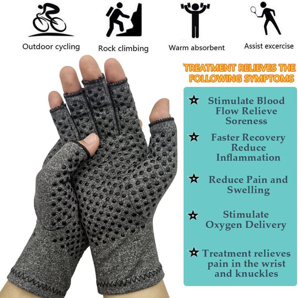 1Pair Arthritis Gloves for Women Men Fingerless Compression Hand Gloves Carpal Tunnel Rheumatiod Tendonitis Relief