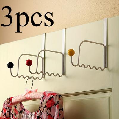 3pcs Over The Door Hanging Rack, Traceless Clothes Hanger Rack, Punch Free Hanging Storage Rack, for Home Room Bedroom Living Room, Wall Decor Decor