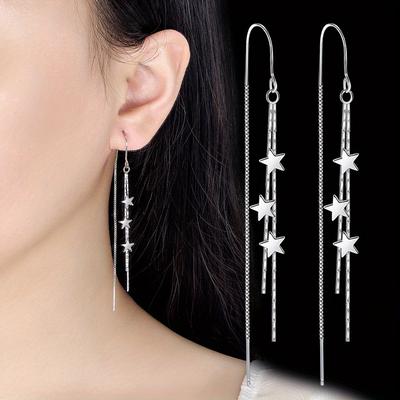 Ladies' Sexy Long Star Tassel Earrings, Seasonal Gifts for Holidays, Elegant Sparkling Star Design, Suitable for Daily Party Wear