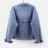 Jacke Damen Lose bestickte einfarbige kurze Jackenoberseite