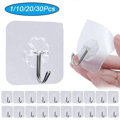 New Transparent Hooks for Bathroom Self Adhesive Door Wall Hook Hanger Suction for Kitchen Storage Garlands Towel Hanging Hooks