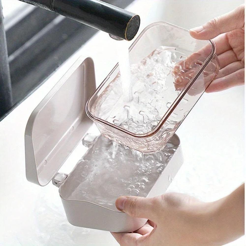 1Pcs Detachable Double Layer Soap Box with Lid Travel Soap Dish With Drainage System Transparent Storage Container For Bathroom