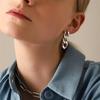 European Style Titanium Steel Cuban Link Stud Earrings - Thick Chain Design, Colorfast Niche Fashion.