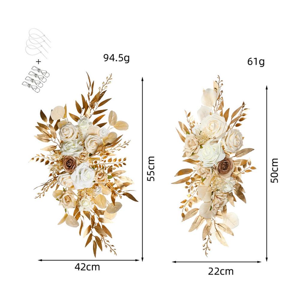 2 Pieces Artificial Floral Swag Backdrop Decorative Wedding Arch Flowers for Home Wedding Car Engagement Ceremony Reception