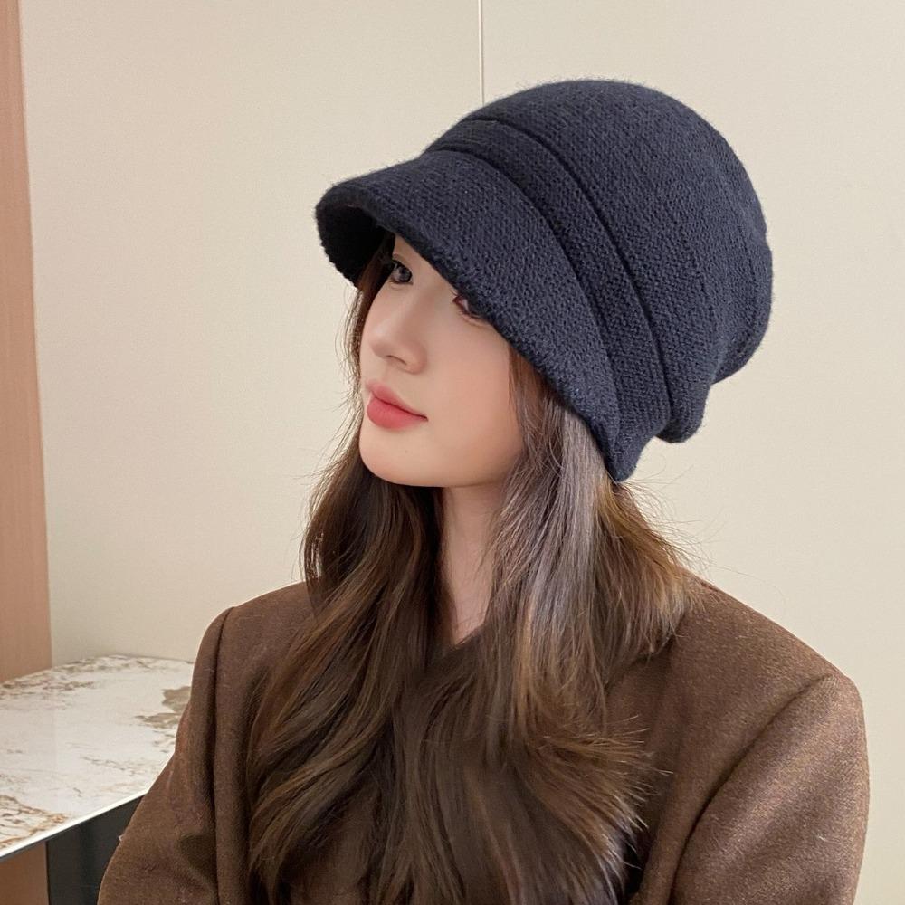 Thickened Knited Beanie Ear Protection Pile Cap Casual Slouchy Hat  Outdoor