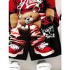 Boys' set of fashionable 3D printed casual pullover, short sleeved shorts, T sports shirt, boys' outdoor T-shirt shorts set