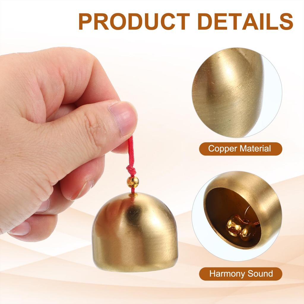 PATIKIL 2-Piece Small Hanging Bell, Chinese Feng Shui Lucky Wind Chimes for Doors and Windows, Home Garden Decor, Wealth and Security Pendant,