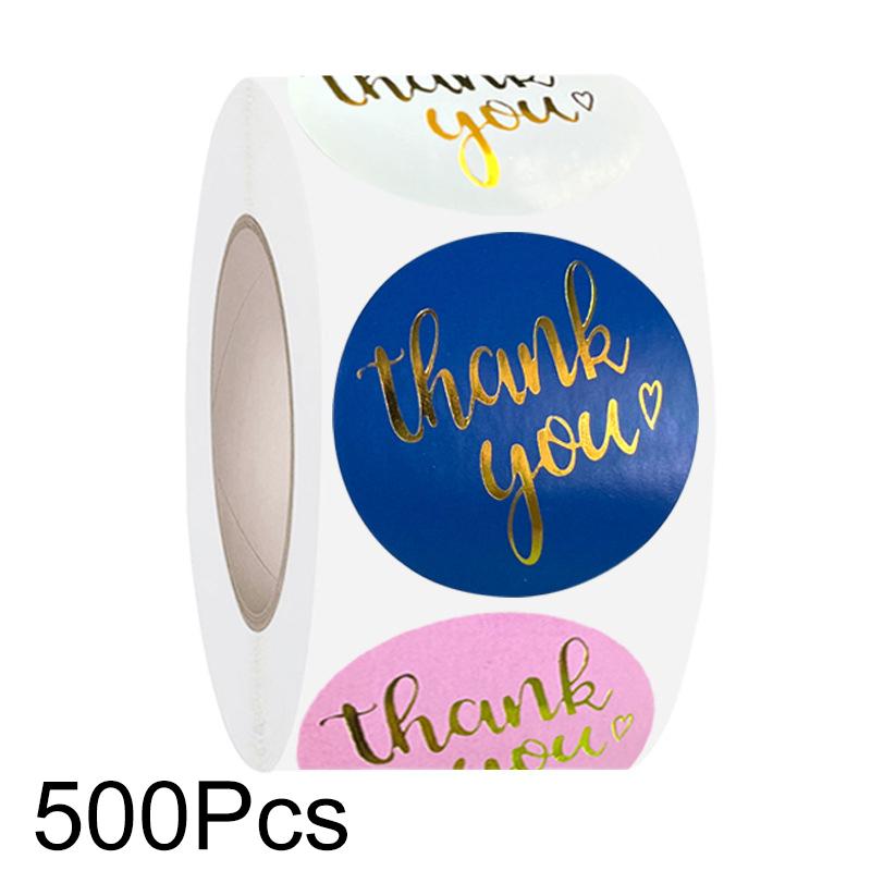 500Pcs/Roll Thank You Sticker Thank You Sealing Tape Self-adhesive Wedding Decor Labels Baking Cake Stickers Circular Gifts Bags