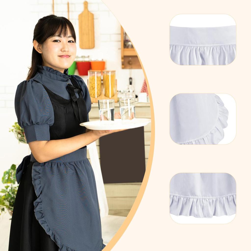 Women Waist Apron Fashion Multiuse with Ruffled Edges for Kitchen Coffee Shop