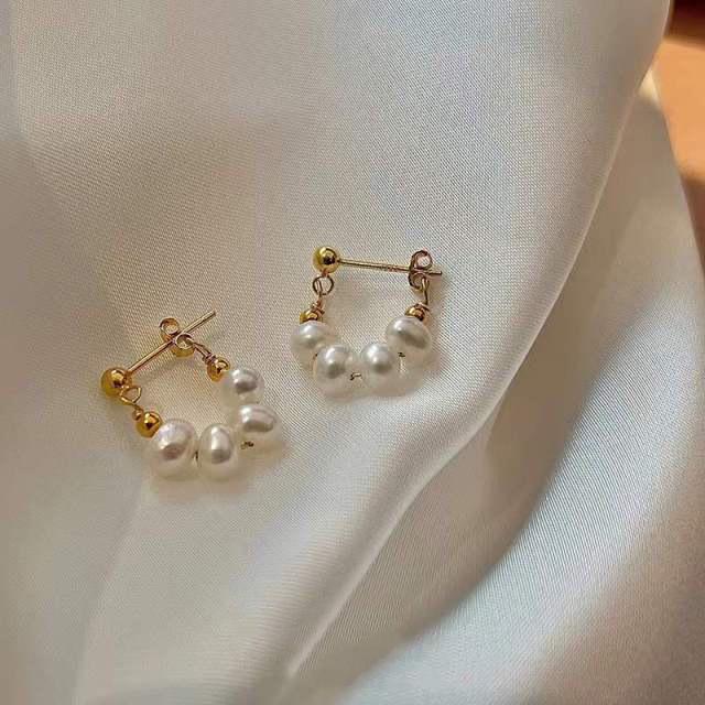 S925 Silver Needle Pearl Stud Earrings for Women