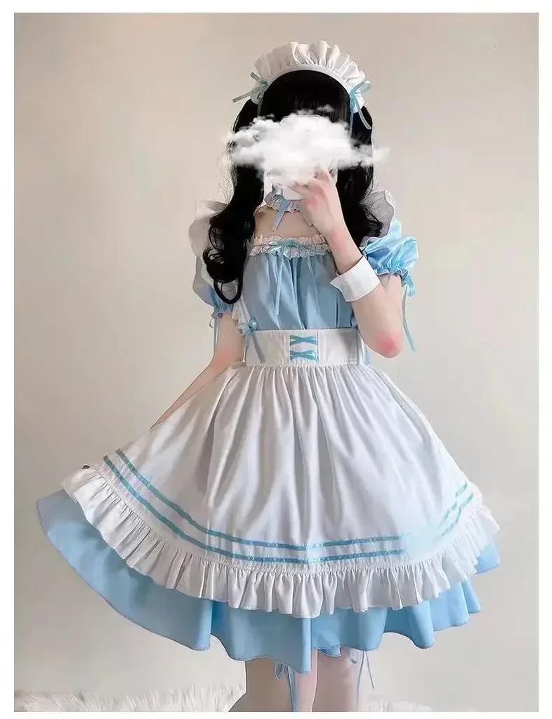 Black Pink Lolita Maid Costumes Cute Girls Women Lovely Maid Cosplay Costume Animation Show Japanese Outfit Dress Clothes S-5XL