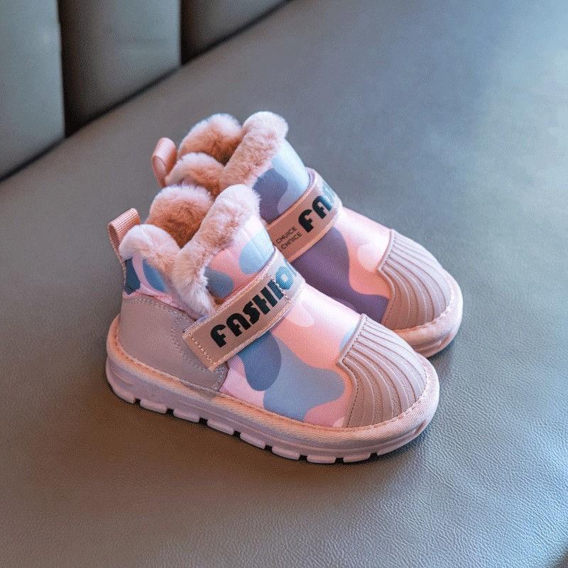 

Сапоги для девочек, водонепроницаемые, новые, зимние, детские, с ворсом, утолщенные, детские, хлопковые, для детей среднего и старшего возраста, с мехом 25 розовый