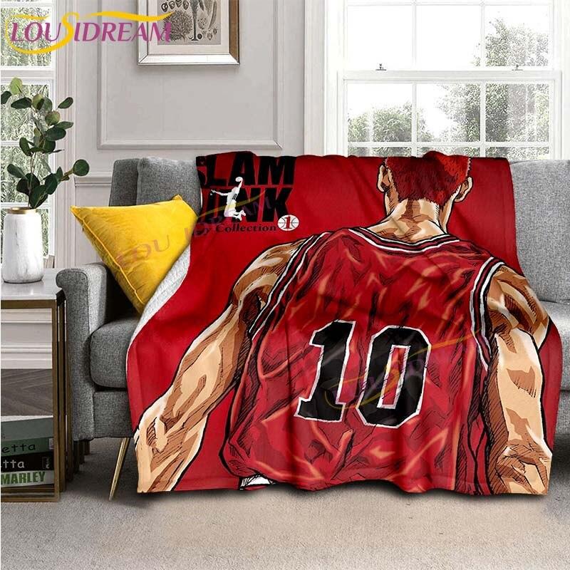 SLAM DUNK Blankets Slam Dunk Sakuraqi Flannel Blankets 3D Cartoon Throw Blankets for Bedroom Sofa Travel Camping Warm Blankets
