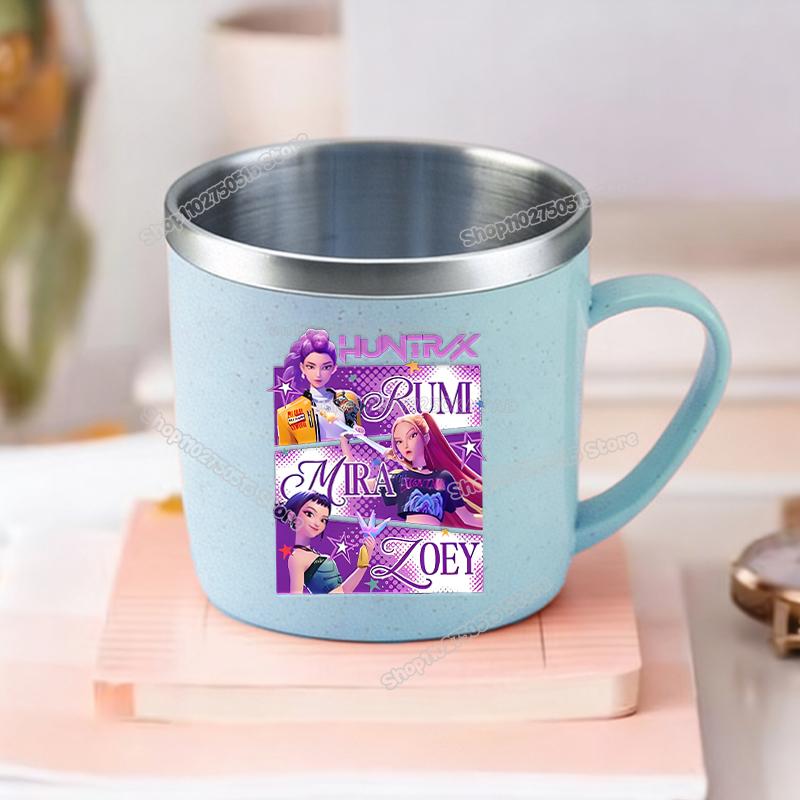 KPop Demon Hunters Children Home Water Cups Cartoon Stainless Steel Milk Mugs School Office Coffee Tea Adorable Girl Drink Cups