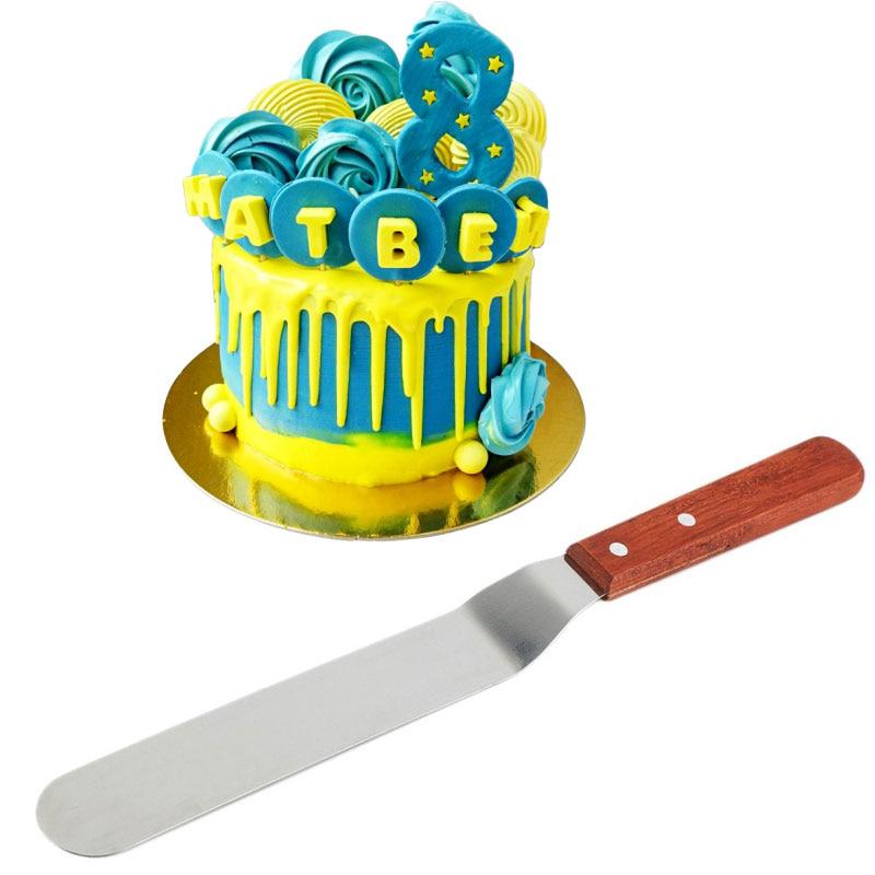 4/6/8/10 Inch Stainless Steel Cream Cake Wood Handle Butter Spatula Knife Wedding Cake For Kitchen