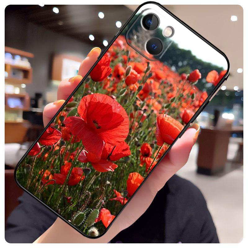 

Poppy Flower Bloom Case For iPhone 17 Pro Max 15 14 13 11 12 16 Pro Max mini 15 16 Plus 16e 17 Air Phone Cover iPhone 14