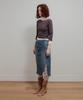 Aobteu Vintage Washed Denim Skirt - Blue