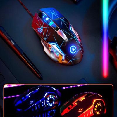 Professional Colorful Light Wired Mouse 7-Color Illuminated USB Mouse with Sound Cool Mechanical Mouse Office Home