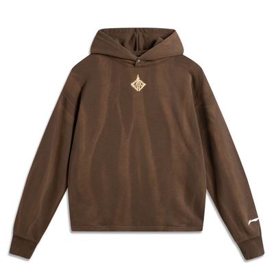 Li Ning Basketball Series Sportlich Lässig Einfaches Kapuzen-Pullover-Sweatshirt Herren Sweatshirt Braun AWDUH37-3
