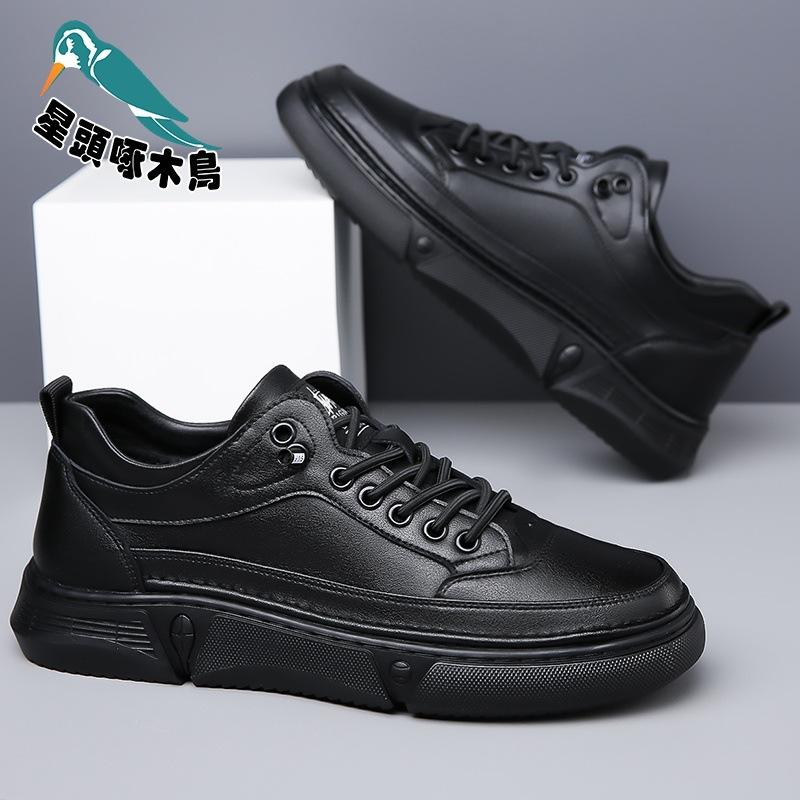 Star-headed woodpecker men's shoes new breathable business dress British casual black men's shoes
