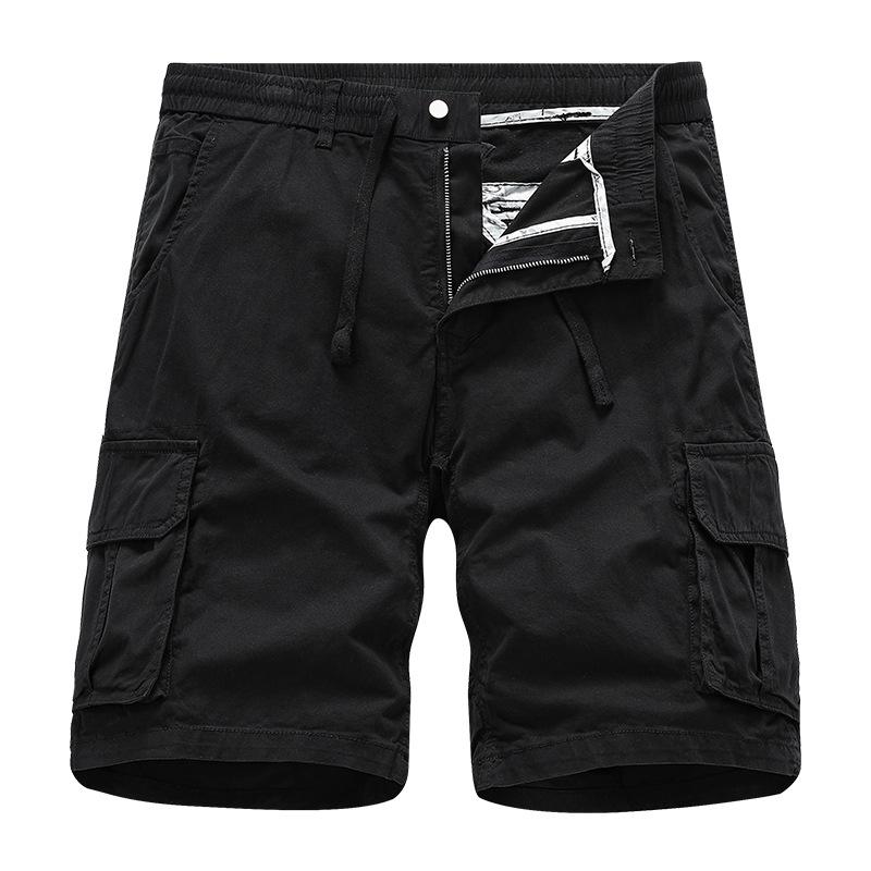 Men's Cargo Shorts Elastic Waist Drawstring Summer Casual Cotton Work Athletic Shorts Lightweight Outdoor Hiking Tactical Shorts
