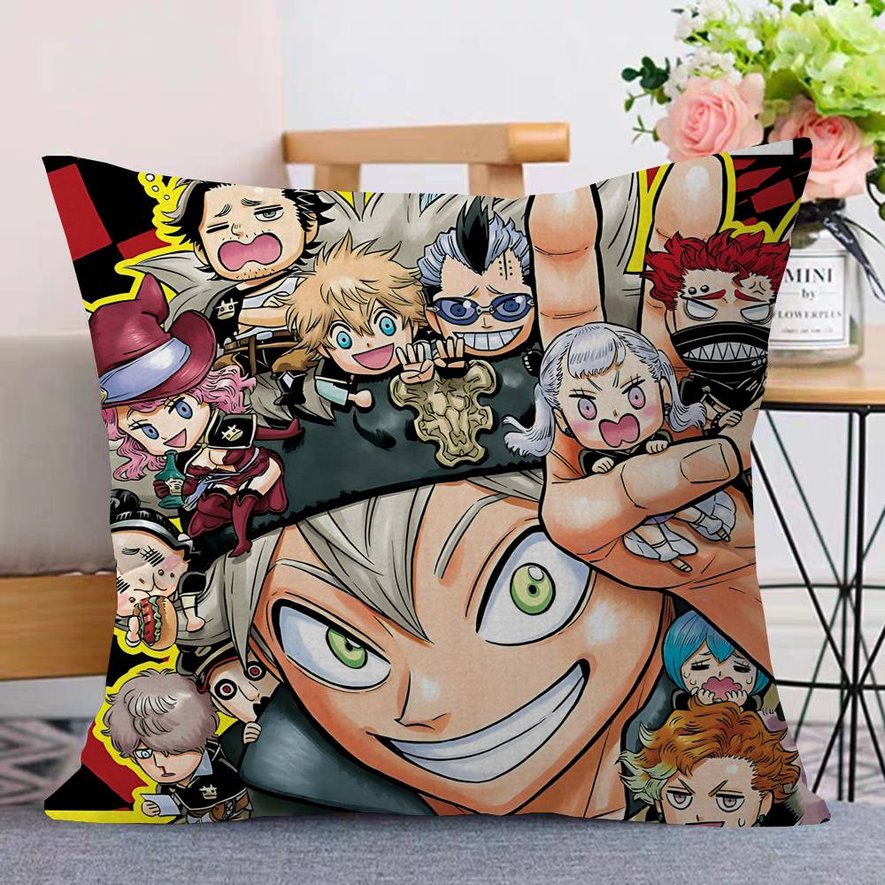 Anime BBlack Cartoon CClover Pillow Cover For Bedroom Room And Living Room Sofa Decorative Cushion Cover