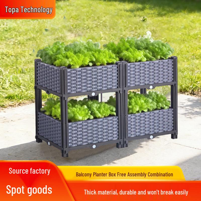Large Rectangular Plastic Flower and Vegetable Planter for Home and Balcony